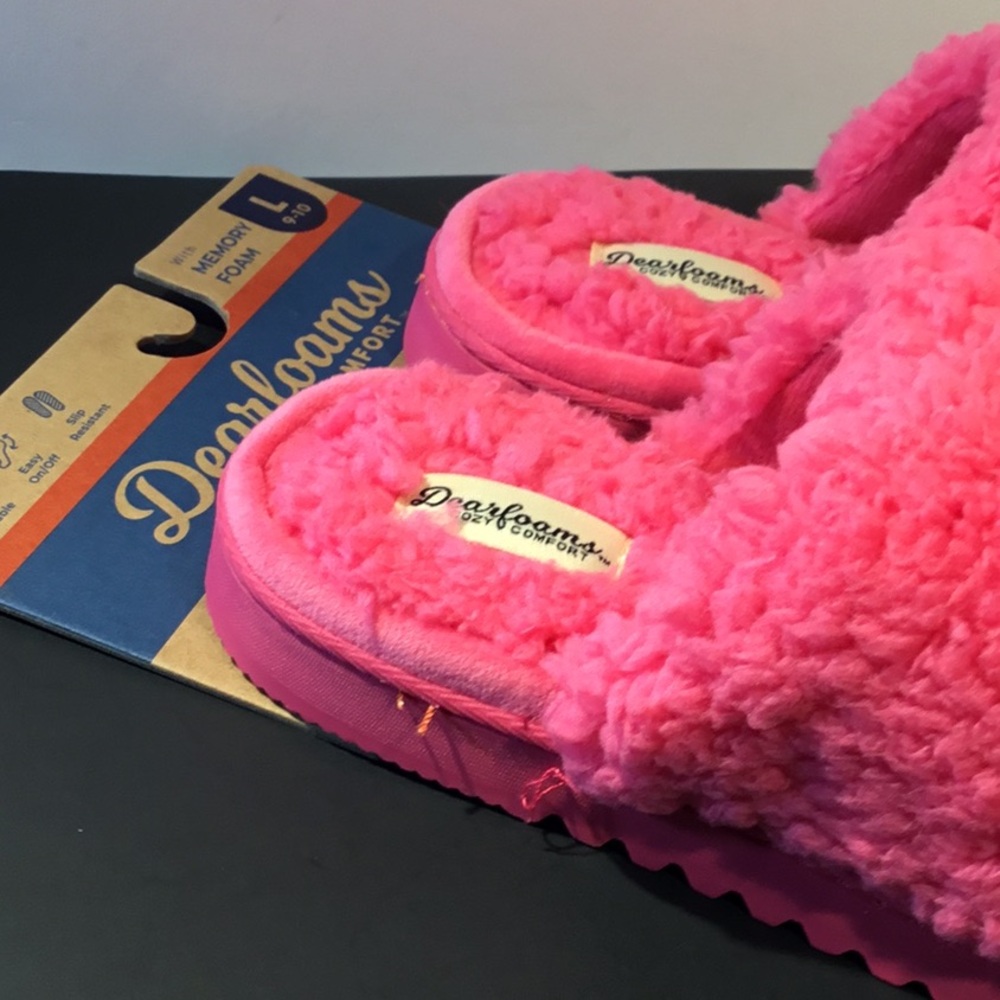 NWT Dearfoams Women’s Pink Slide Slippers L-9/10 - Picture 7 of 9